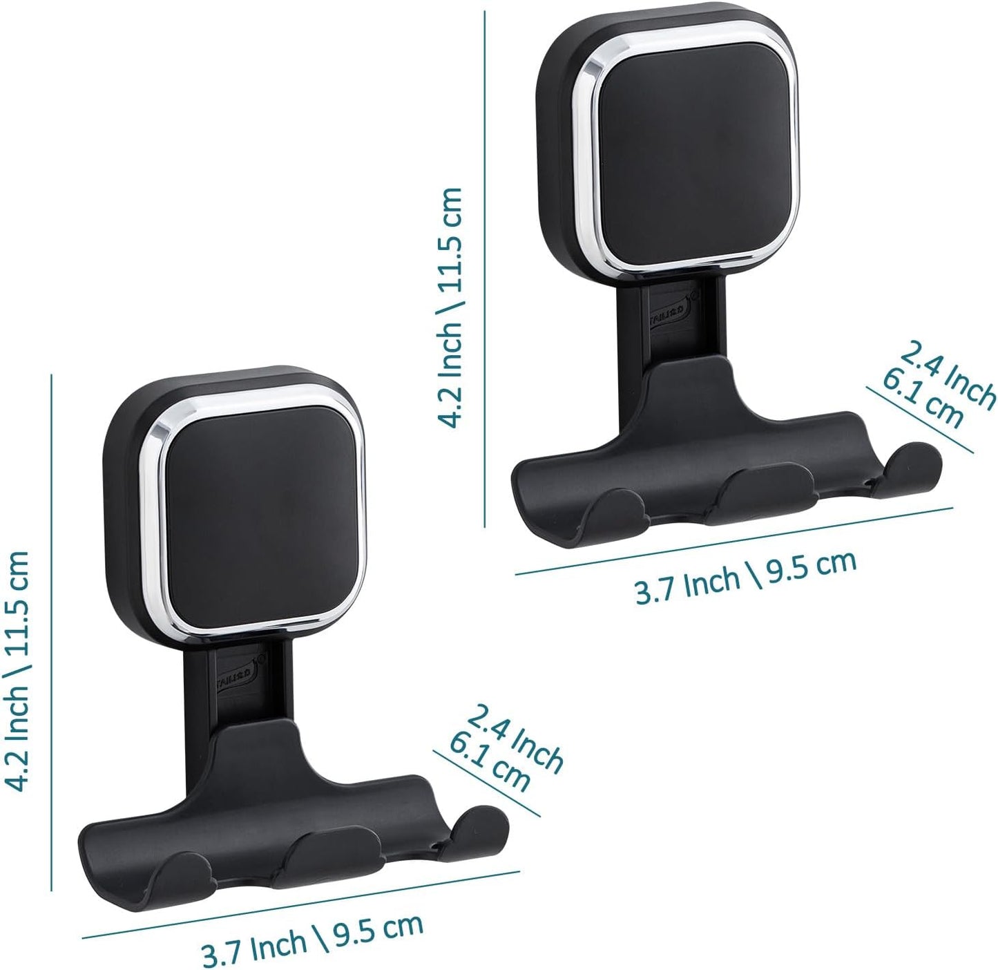 TAILI Suction Cup Razor Holder for Shower Wall 2 Pack, Versatile Suction Cup Hooks for Razor, Towel, Loofah, Squeegee, Cell Phone, Removable Damage-Free Hanging Shower Hook, Shaver Holder, Black