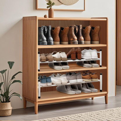 STORAGE MANIAC Expandable Shoe Rack for Closet, 8 Pairs Stackable Small Shoe Rack, Metal Adjustable Shoes Organizer for Entryway, Hallway, Garage, Front Door, Shoes Shelves, Black 2 Tier