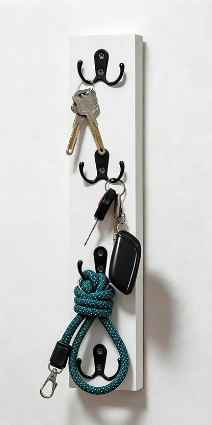 Yohsnor Vertical Key Holder for Wall - Mounted Wooden Key Rack Organizer with Hooks for Home Entryway, Laundry Room & Garage - Perfect Space-Saving Storage Solution for Keys, Wallets & Pet Leashes