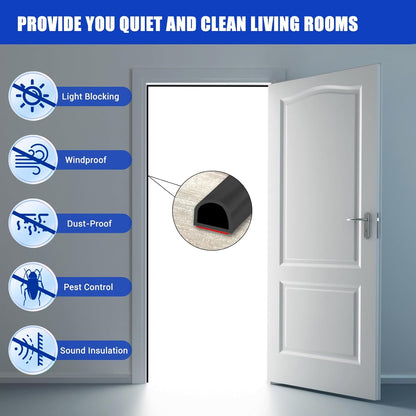 Weather Stripping Door Seal Self Adhesive Weather Strip Silicone D Shaped Door Seal Strip for Door Frame/Window Seal, 20Ft, Brown (3/8" W × 1/4" T)