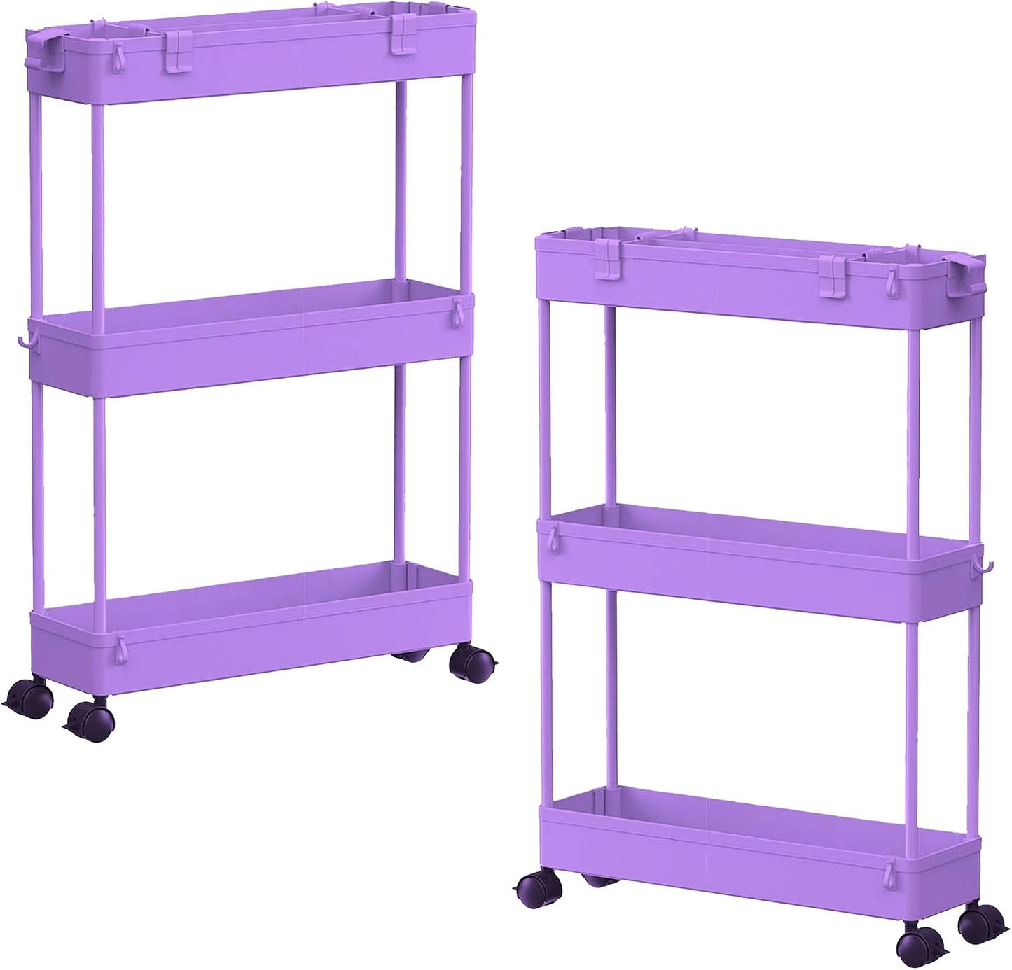 SPACELEAD Slim Storage Cart 3 Tier,Bathroom Organizer Rolling Utility,Mobile Shelving Unit Slide Out for Office, Kitchen, Laundry Room & Narrow Places，Green