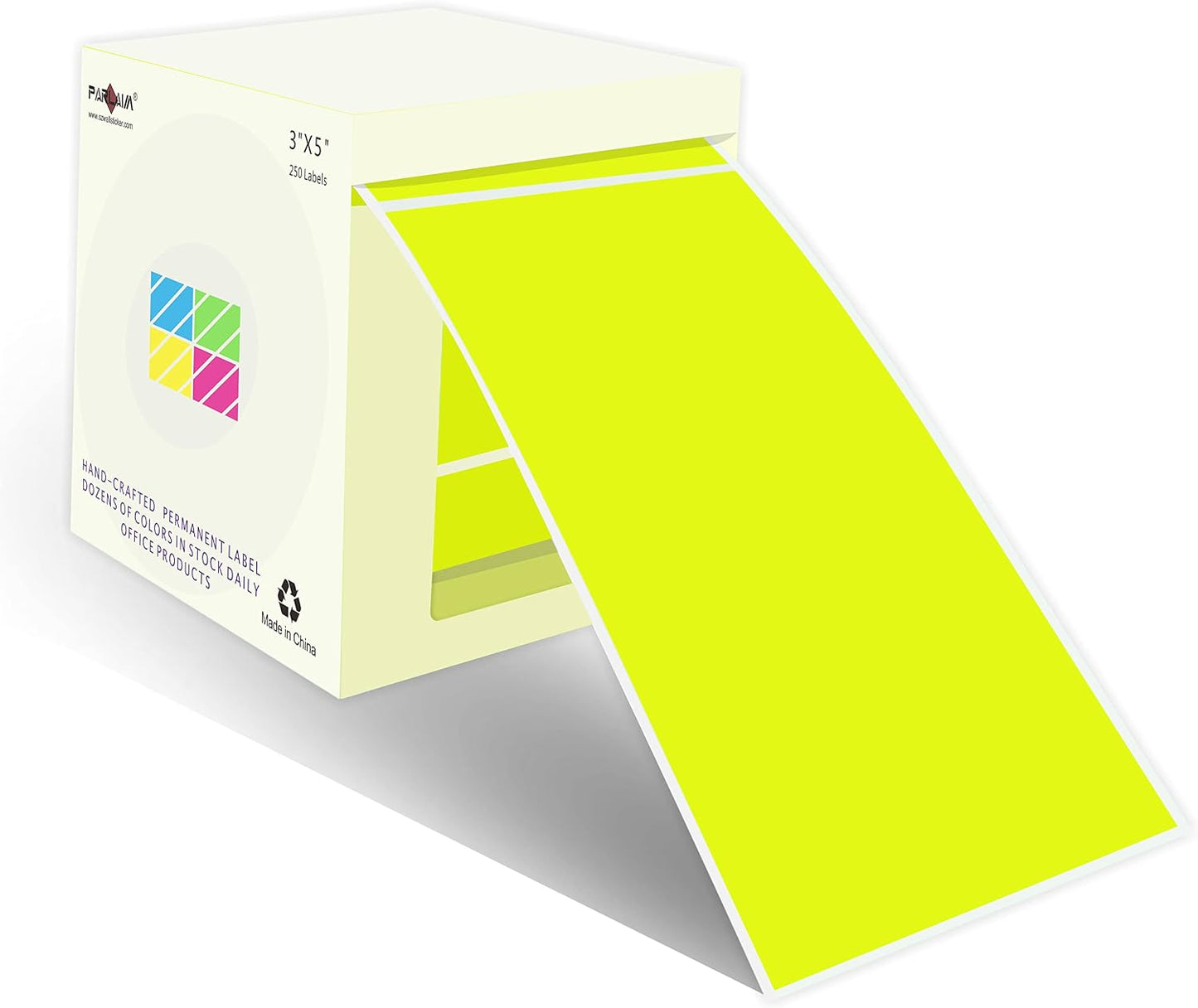 PARLAIM 3 X 5 Inch Rectangle Adhesive Color Coding Stickers,Square Inventory Stickers -250 Per Dispenser Box (Fluorescent Green)