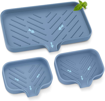 Kitchen Soap Tray,Kitchen Sink Tray Sponge Tray Kitchen Sponge Holder Self Draining Premium Silicone Soap Holder for Bathroom Counter Sink Caddy Organizer for Dish Soap Bottle,Soap Dispenser