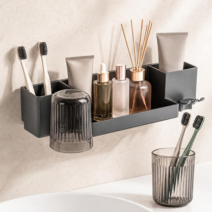 Tooth Brush Holder for Bathroom,Toothbrush Holders Wall Mounted,No Drilling Waterproof Electric Toothbrush Storage Rack, Toothbrush Organizer,Black