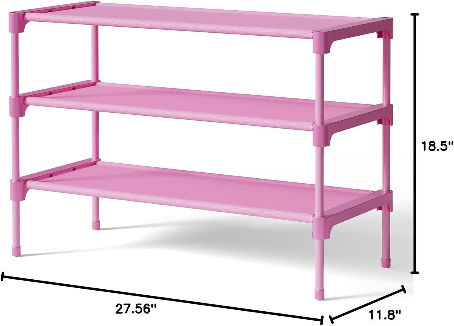 Kitsure Shoe Rack - Non-Woven Shoe Rack Shelf, Shoe Organizer for Closet, Entryway, Garage & Corridor, Stackable Shoe Shelves, 27.5" Wide - 3 Tier, Black