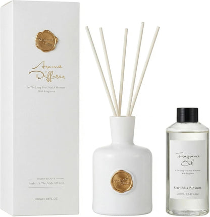 Reed Diffuser Set-Oud&Bergamot-Strong Scent, Long-Lasting Evaporation with Natural Reed Sticks & Essential Oils, Elegant Fragrance for Bathroom Bedroom Office Decor Air Fresh-Ideal Gifts