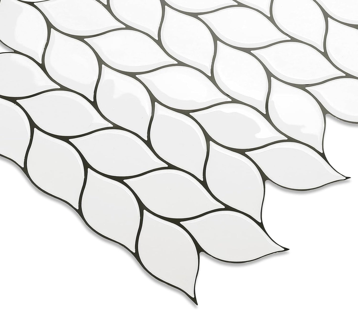 Tilingview 10 Pcs Vinyl Leaf Peel and Stick Tile for Kitchen Backsplash, Premium Self-Adhesive Tiles Plastic Wall Stickers Art Mosaics (Blue Gray)