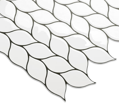 Tilingview 10 Pcs Vinyl Leaf Peel and Stick Tile for Kitchen Backsplash, Premium Self-Adhesive Tiles Plastic Wall Stickers Art Mosaics (Blue Gray)