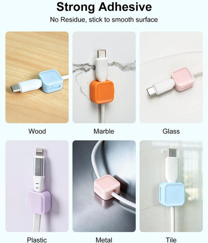 Art3d 8 Pack Magnetic Cable Clips, White Cable Management Accessories, Cord Smooth Adjustable & Adhesive Backing Cord Organizer for Office Home Organization, Desk, Wall, Nightstand, Phone, Car