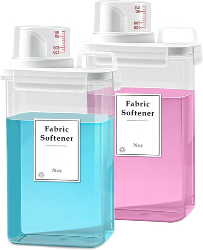 2 Pack Laundry Detergent Dispenser, 61oz Detergent Dispenser, Refluxable Laundry Detergent Container, Plastic Liquid Laundry Detergent Dispenser for Laundry Room Organization with 6 Labels