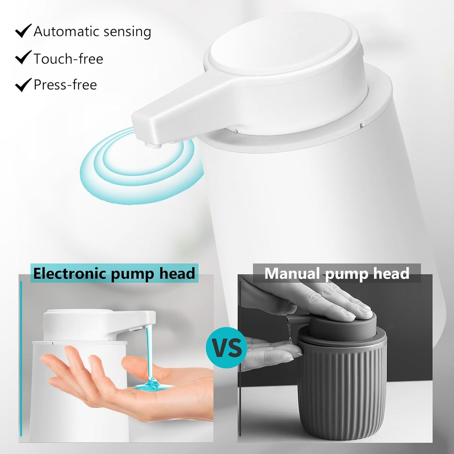 Automatic Soap Dispenser Foaming Touchless: 9oz Plastic Black Modern Rechargeable Electric Auto Foam Soap Dispenser - Bathroom Kitchen Hand Dish Lotion
