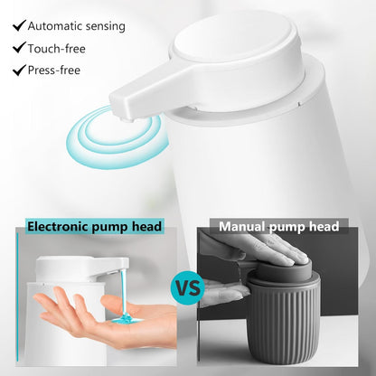 Automatic Soap Dispenser Foaming Touchless: 9oz Plastic Black Modern Rechargeable Electric Auto Foam Soap Dispenser - Bathroom Kitchen Hand Dish Lotion