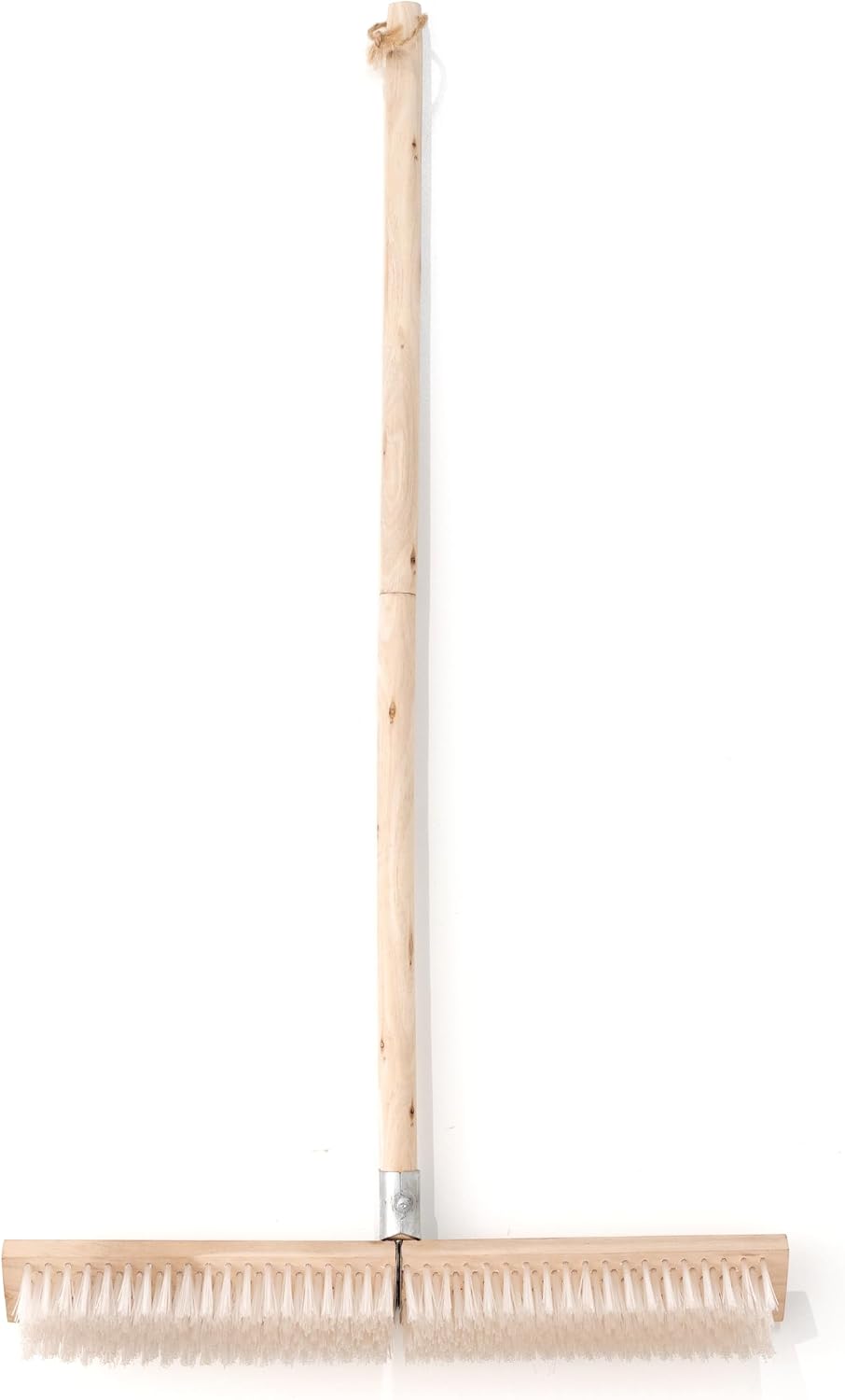 17.71” Heavy Duty Push Broom Outdoor, Stiff Plastic Bristles 4-Layer, 32.28” Wooden Handle, Industrial Broom for Garage Floor, Warehouse, Patio, Concrete, Deck & Sidewalk Cleaning