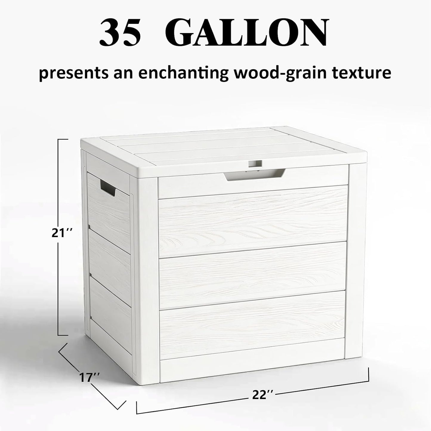 35 Gallon Deck Box, Lockable Waterproof Resin Storage Box for Patio, Indoor & Outdoor Use, for Cushions, Accessories, Package Delivery & Garden Tools,Beige