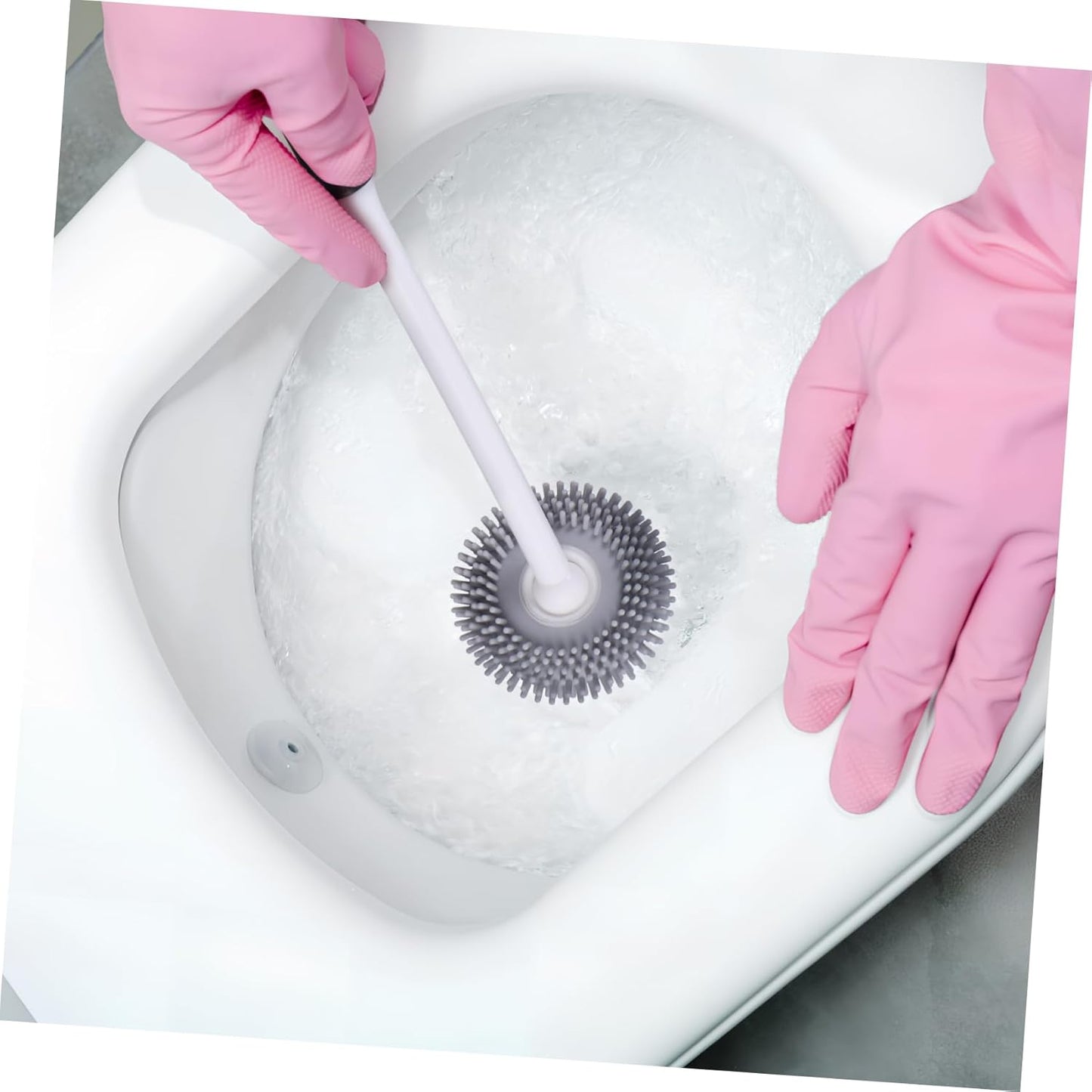 Mobestech 1set Silicone Toilet Brush with Holder Quick Drying Effortless Cleaning Flexible Bristles Essential Bathroom Tool for Toilet Maintenance