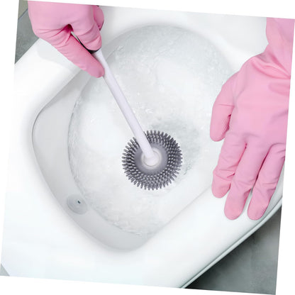 Mobestech 1set Silicone Toilet Brush with Holder Quick Drying Effortless Cleaning Flexible Bristles Essential Bathroom Tool for Toilet Maintenance