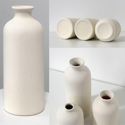 Small Ceramic Vase Set of 3, Boho Home Decor Vases for Dried Flowers,Farmhouse,Shelf,Bathroom,Centerpiece for Entryway Table Decoration Gifts