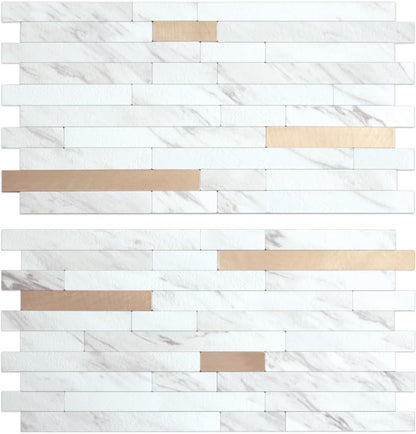 AULIGET 20 Sheets Peel and Stick Backsplash, Black & Grey Wood Look PVC Mixed Metal Stick on Backsplash Tiles for Kitchen