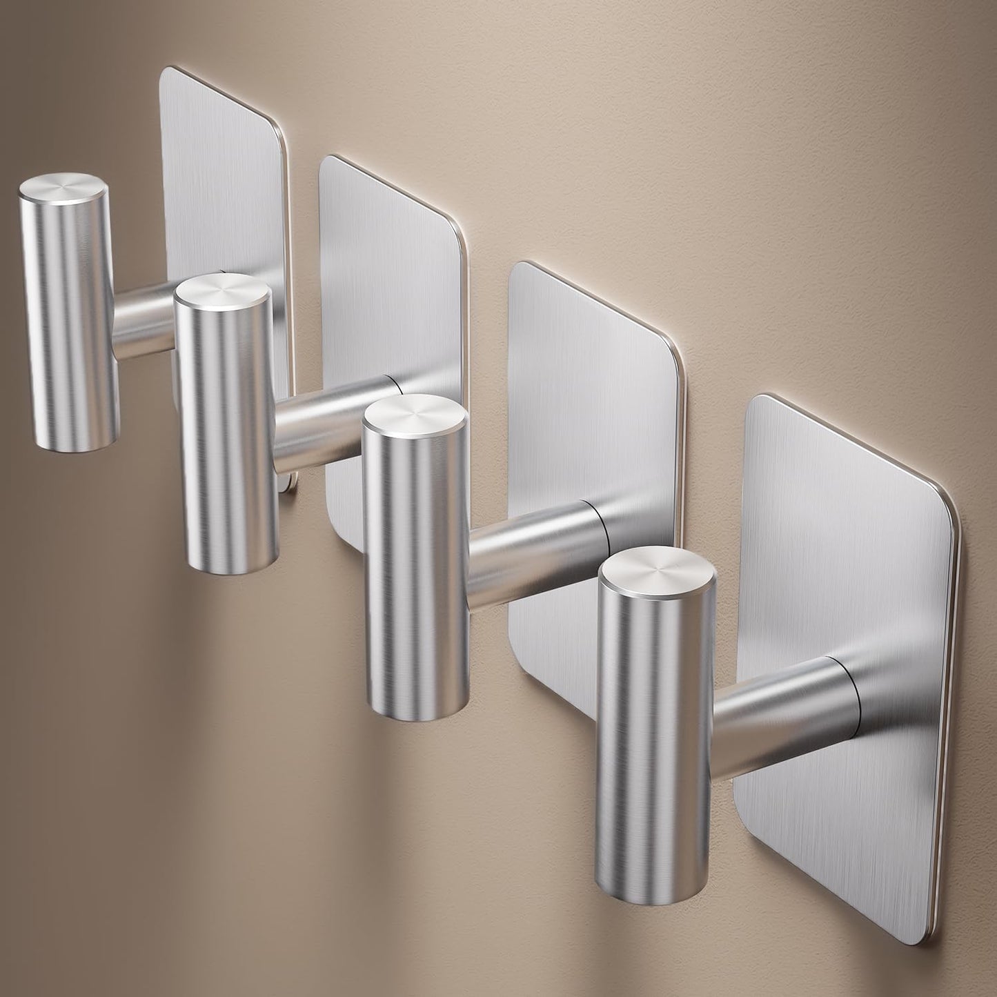Heavy Duty Adhesive Hooks - 26lb Max, Sticky Wall Hooks Waterproof Stainless Steel for Hanging Towel, Coat, Robe, Towel Hooks Stick on Bathroom, Kitchen, Shower, Door (Black, 4 Pack)