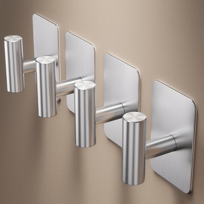 Heavy Duty Adhesive Hooks - 26lb Max, Sticky Wall Hooks Waterproof Stainless Steel for Hanging Towel, Coat, Robe, Towel Hooks Stick on Bathroom, Kitchen, Shower, Door (Black, 4 Pack)