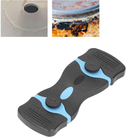 Oumefar Plastic Blades, 2 in 1 Scraper Tool ABS Blade Scrapers Stainless Steel Blades for Removing Stubborn Grease and Burnt Spills on Glass Stoves, Ovens Grills(Black+Blue)