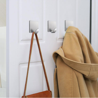 Heavy Duty Adhesive Hooks Stick on Hooks Stainless Steel Waterproof Wall Hooks Hangers for Hanging Robe, Coat, Towel, Keys, Bags, Lights, Calendars -Home Kitchen Bathroom 4-Pack
