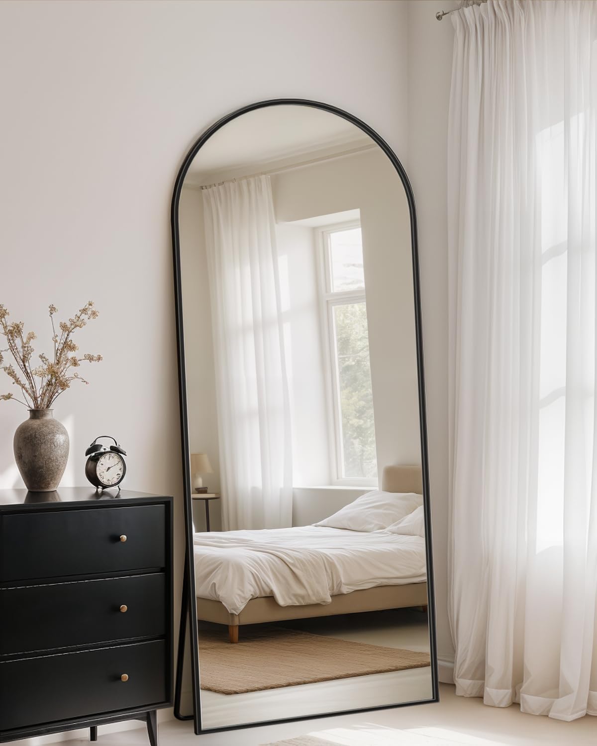 Full Length Mirror with Stand, 71"x28" Arched Full Body Large Stand Up Aluminum Frame Floor Standing Mirror, Freestanding Hanging Leaning Mounted for Bedroom Living Room Entryway Gold
