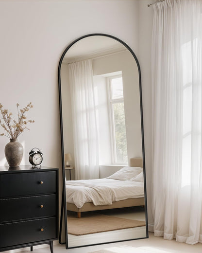 Full Length Mirror with Stand, 71"x28" Arched Full Body Large Stand Up Aluminum Frame Floor Standing Mirror, Freestanding Hanging Leaning Mounted for Bedroom Living Room Entryway Gold