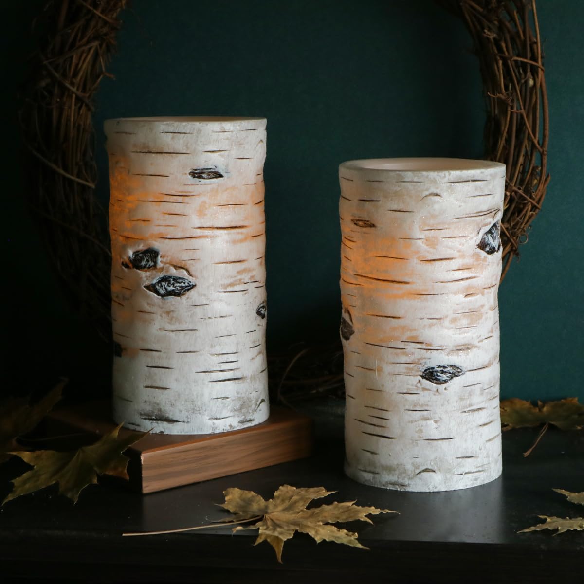 H-BLOSSOM Flickering Flameless Candles Ivory Real Wax Pillar with Embedded String Lights LED Candles Battery Operated with 10 Key Remote and Cycling 5H Timer Set of 3 (3" x 4"/5"/6") (Silver)