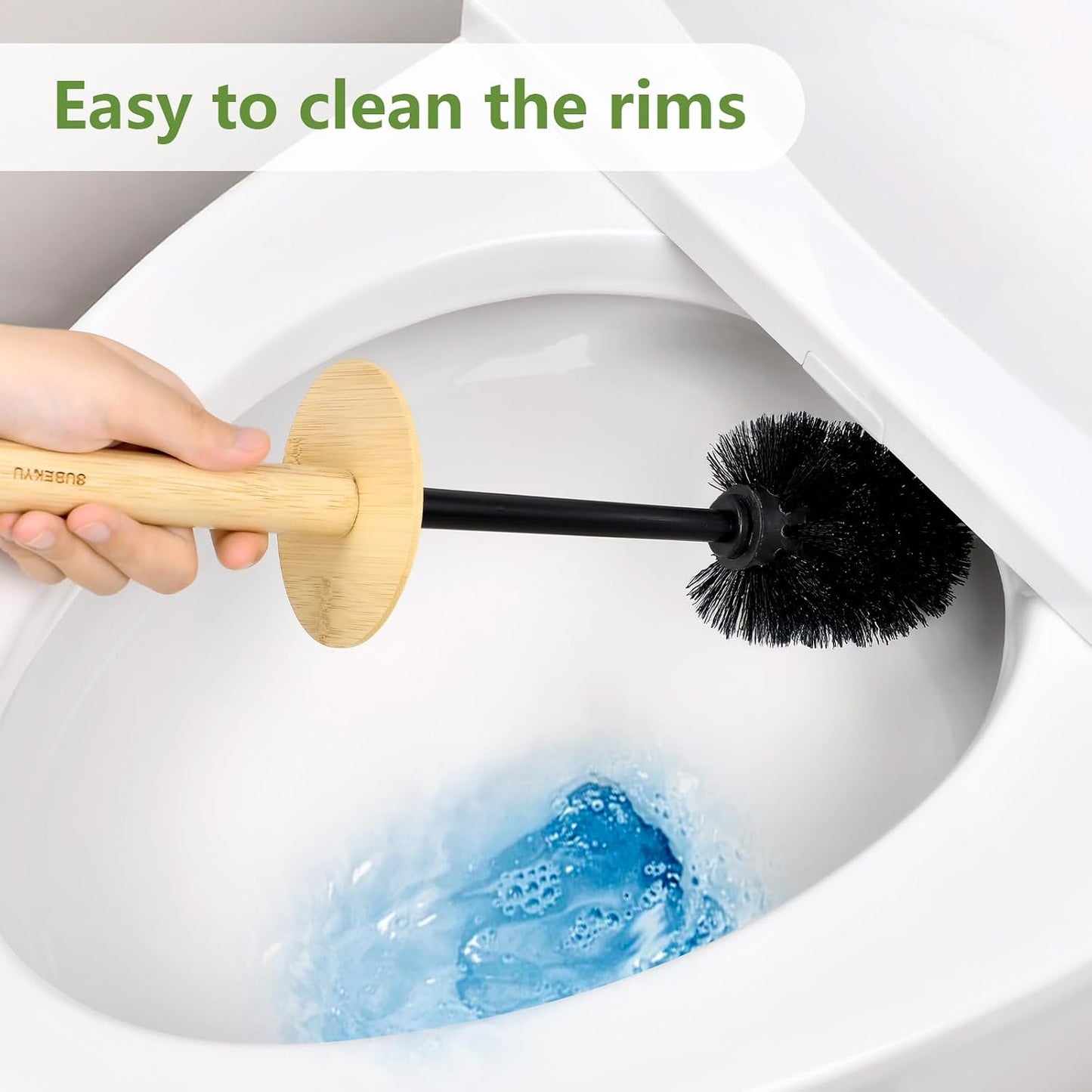 SUBEKYU Toilet Brush, Toilet Bowl Brush and Holder Set, Bathroom Toilet Bowl Cleaner Scrub Brush Set Scrubber for Deep Cleaning, White