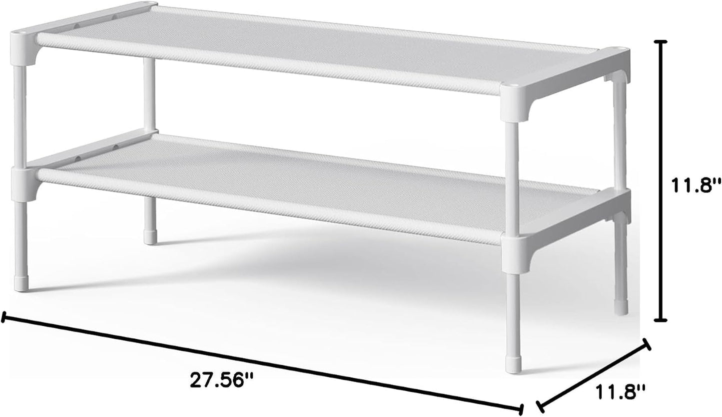 Kitsure Shoe Rack - Non-Woven Shoe Rack Shelf, Shoe Organizer for Closet, Entryway, Garage & Corridor, Stackable Shoe Shelves, 27.5" Wide - 3 Tier, Black