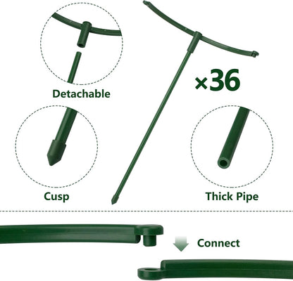 14Pcs Plant Support Stake Half Round Plant Support Ring Garden Flower Support for Tomato, Hydrangea, Indoor Plants, 6.3" Wide X 10.3" High