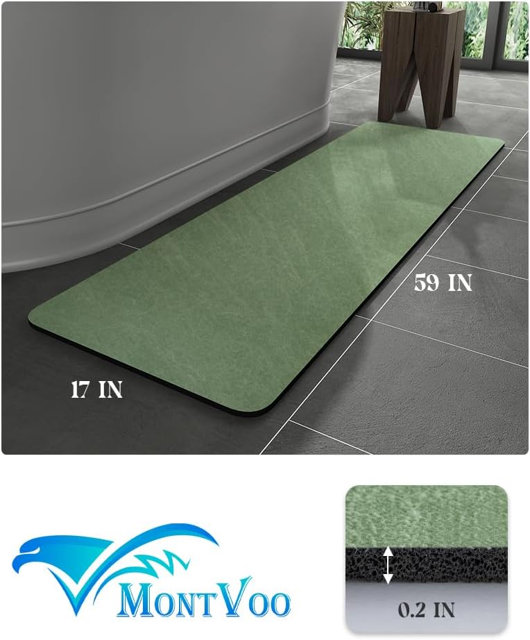 MontVoo -Bath Mat-Rubber Backing Non SlipThin Bathroom Rugs Fit Under Door- Quick Dry Absorbent Faux Suede Surface Grey Bathroom Floor Mats-Shower Rug for in Front of Bathtub Shower Gray 16x24