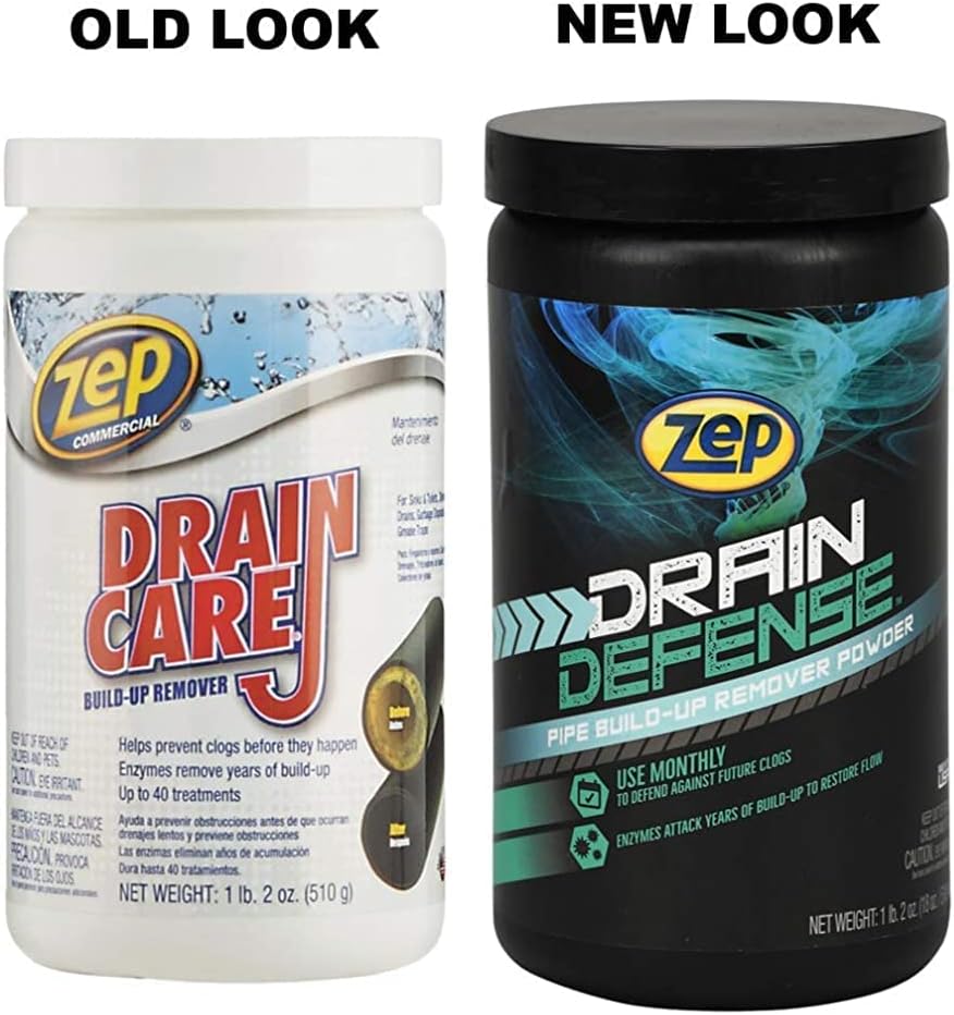 Zep Drain Defense Enzymatic Drain Cleaner Powder - 18 Ounces - ZDC16 - Safe for Pipes and Septic Systems, Pack of 1, white