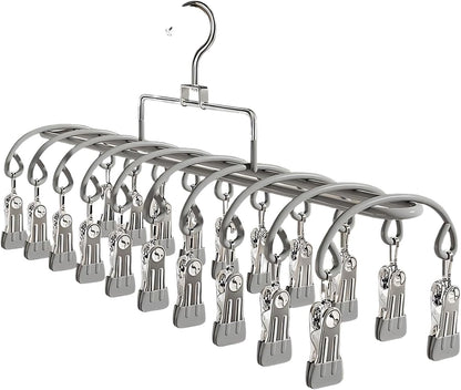 Stainless Steel Garment Hanger 20 Secure Foldable Clips Home Vacation Accessory Outdoor Portable Garment Drying Hanger