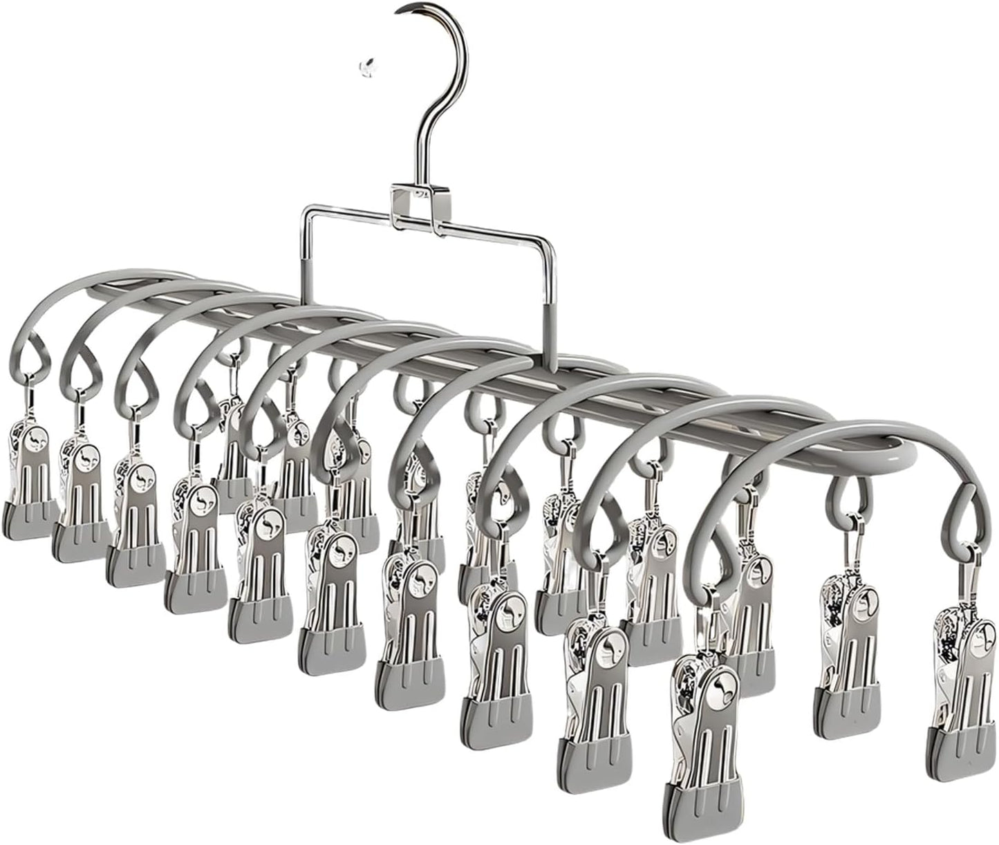 Stainless Steel Garment Hanger 20 Secure Foldable Clips Home Vacation Accessory Outdoor Portable Garment Drying Hanger