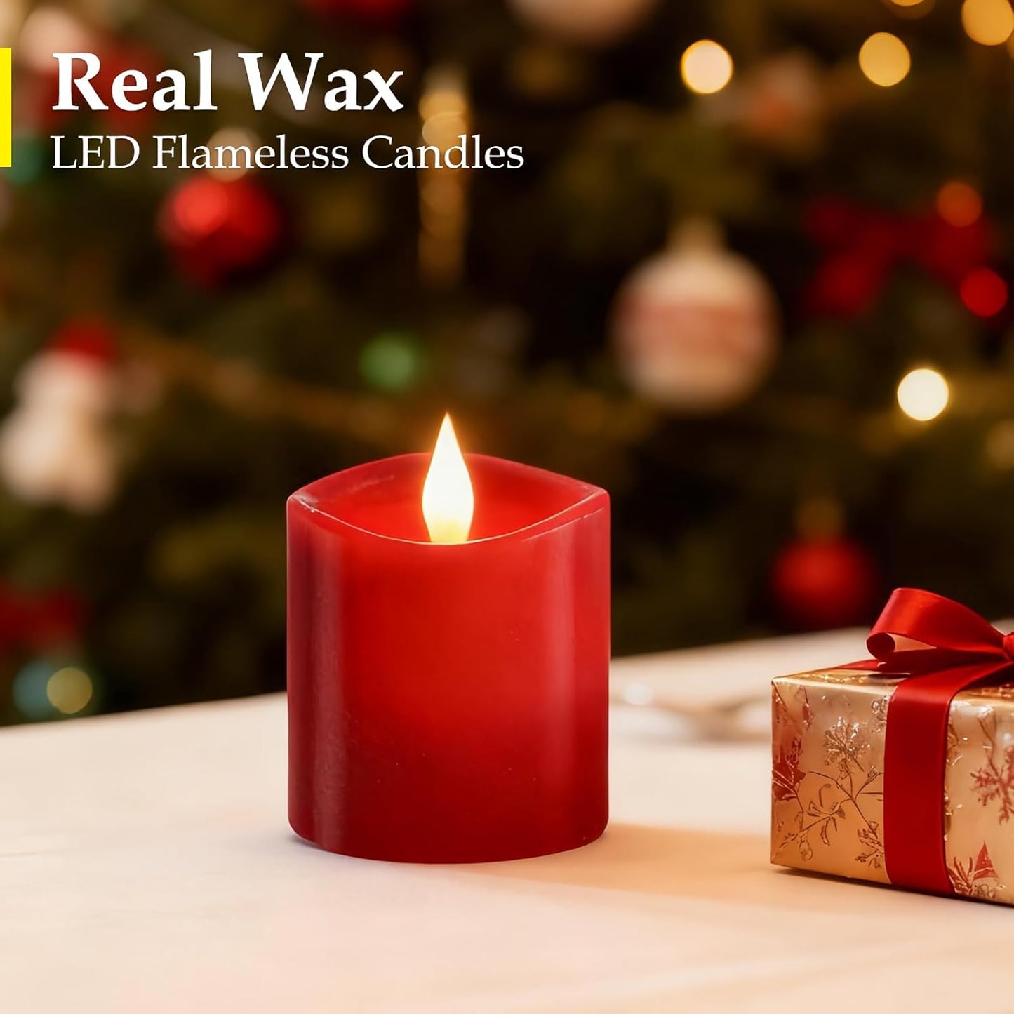 3"x4" Flickering Flameless Battery Candles with Timer, White Realistic LED Pillar Candles, Set of 2 Large Remote-Operated Candles for Home Indoor/Outdoor & Holiday Decor
