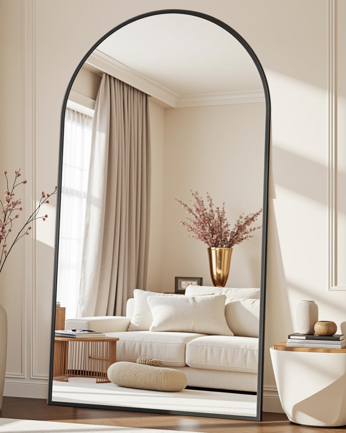 Full Length Mirror with Stand, 71"x28" Arched Full Body Large Stand Up Aluminum Frame Floor Standing Mirror, Freestanding Hanging Leaning Mounted for Bedroom Living Room Entryway Gold