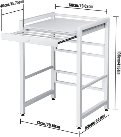 Washer Dryer Shelf Over The Washer Storage Shelf, Washing Machine Storage Utility Rack with Countertop, Height Adjustable Washing Machine Storages Stand White