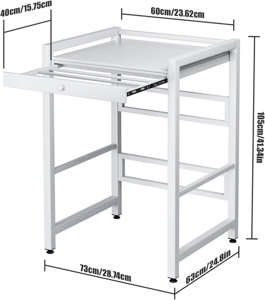 Washer Dryer Shelf Over The Washer Storage Shelf, Washing Machine Storage Utility Rack with Countertop, Height Adjustable Washing Machine Storages Stand White