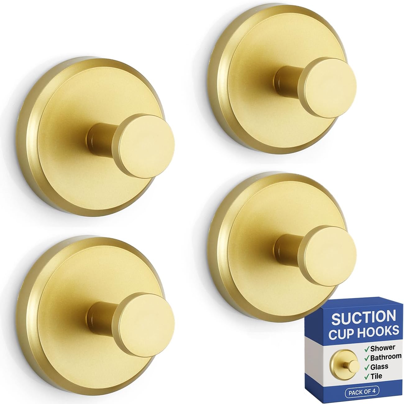 HOME SO Suction Cup Hooks for Shower & Bathroom Towel Holder 2-Pack – Suction Cups Hooks for Hanging Towels, Robes, & Coats - Tiles, Glass Door or Mirror – Shower Hooks & Towel Hooks Organizer - Black