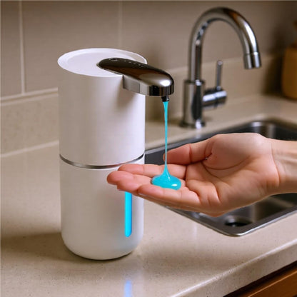 Automatic Touchless Foam Soap Dispenser - USB-C Rechargeable Foaming Soap Pump, IPX5 Waterproof for Bathroom & Kitchen, 12.8oz, Wall Mount or Countertop (Black)