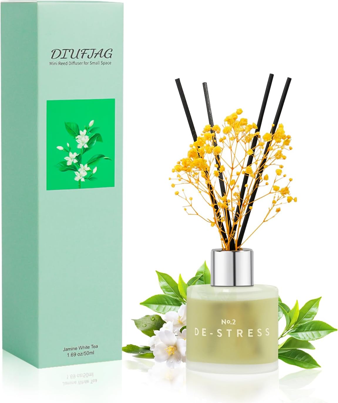 3 Pack Fragrance Reed Diffuser, 50ML Lavender Jasmine Lemongrass Aromatherapy Diffuser Set with 12 Black Fiber Sticks,Air Freshener for Bedroom Bathroom Office, 8.2X 6.6X 2.1 inch