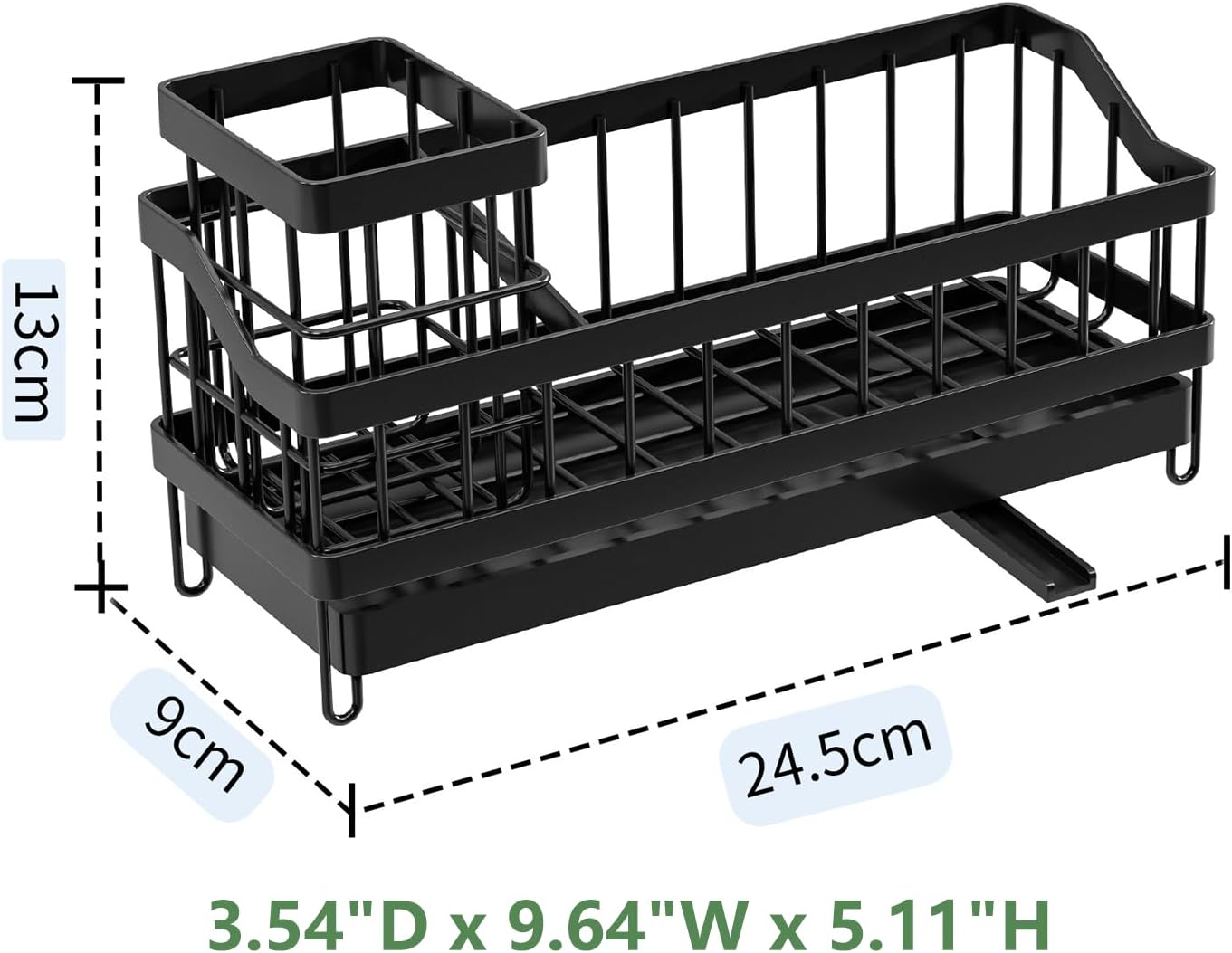 Sponge Holder for Kitchen Sink, Sink Caddy with Brush Holder, Soap Dispenser for Kitchen Organizers, Rustproof and Non-Slip, Suspension or Floor-Standing, Matte Black