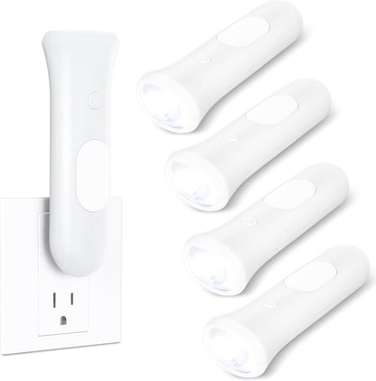 ROSSEX 4 in 1 Emergency Lights for Home Power Failure, 4 Pcs Rechargeable LED Flashlight Plug in Wall, Automatic Turn-On Power Outage Night Light Flashlight for Hurricane Preparedness Items