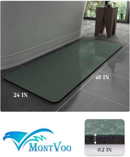 MontVoo -Bath Mat-Rubber Backing Non SlipThin Bathroom Rugs Fit Under Door- Quick Dry Absorbent Faux Suede Surface Grey Bathroom Floor Mats-Shower Rug for in Front of Bathtub Shower Gray 16x24
