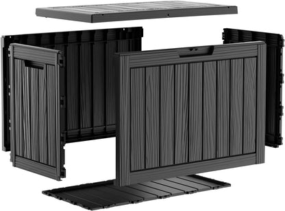 EasyUp 50 Gallon Outdoor Storage Box Waterproof Lockable Deck Boxes | UV Resistant Resin, for Garden Tools Cushions Patio Equipment, 300 lbs Capacity, Portable Design, Easy 16-Min Assembly