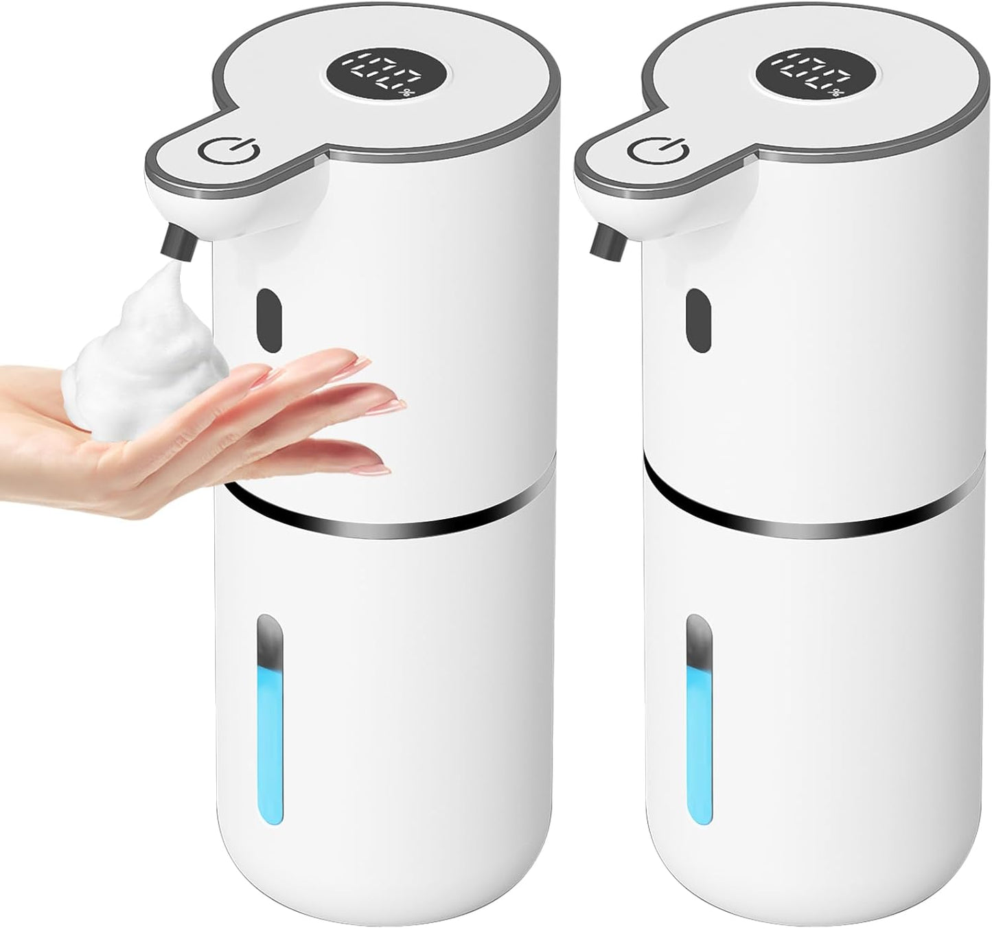 OHIFAST Automatic Foaming Soap Dispenser Touchless, USB Rechargeable Smart Hand Soap Dispenser, 6-Level Adjustable, 12.8oz/380mL Wall Mounted for Bathroom Kitchen Dish Soap-White