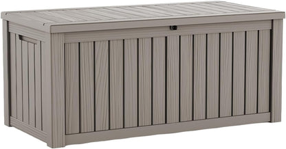 LAUSAINT HOME 320 Gallon Resin Deck Box, Package Delivery Box with Lockable Lid, Waterproof Outdoor Storage Box For Garden Tools, Patio Cushions(320 Gallon,Black)