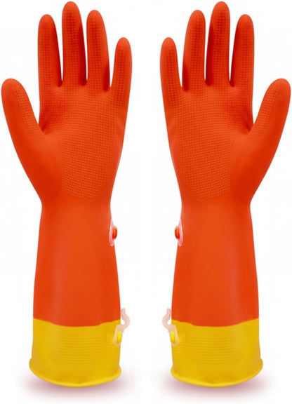 USE FUN Kitchen Rubber Gloves – 100% Natural Latex, Durable Non-Slip Waterproof Dishwashing Gloves, M/L/XL
